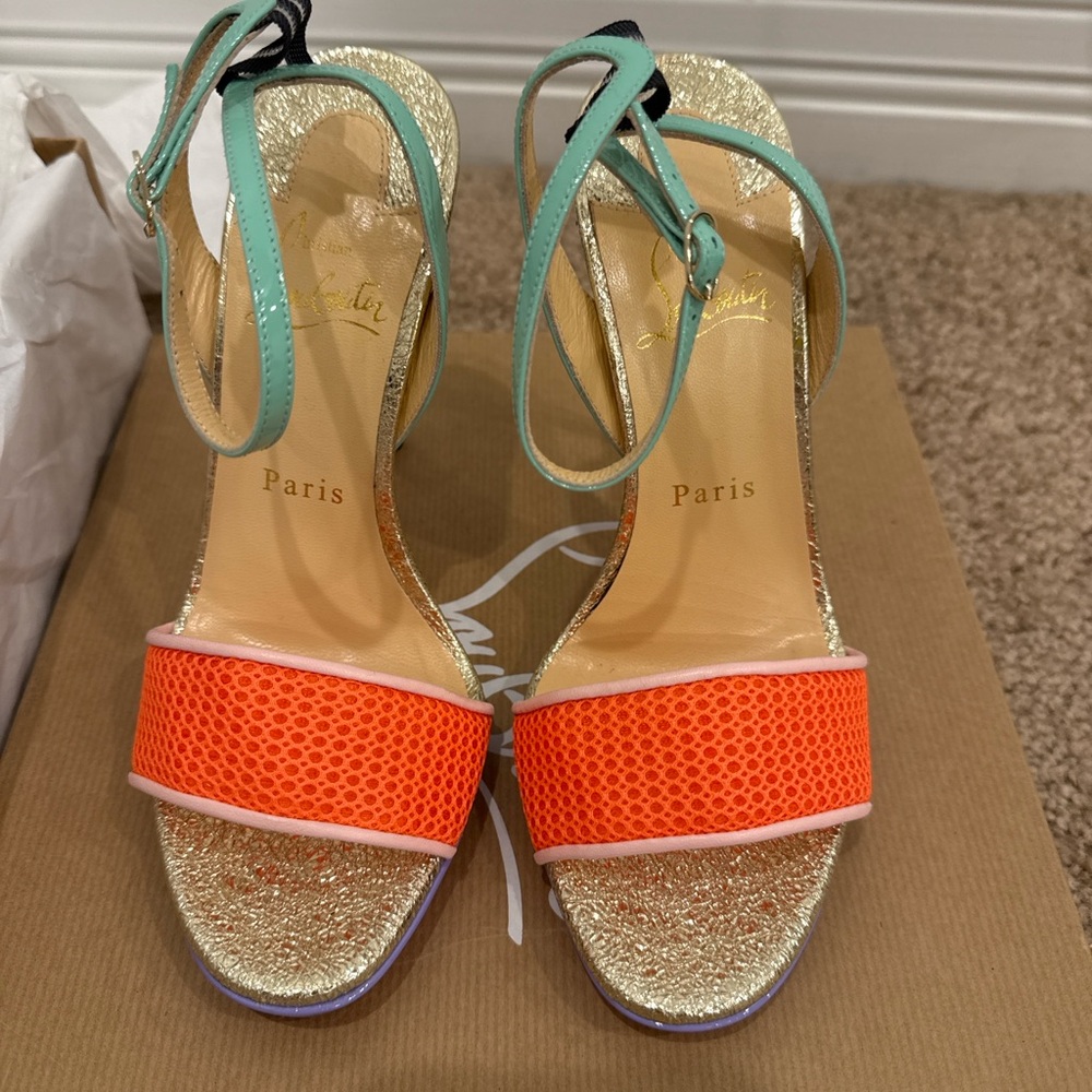 Christian Louboutin Multicolor Glitter Stiletto Sandals | EU 37 | NEW
